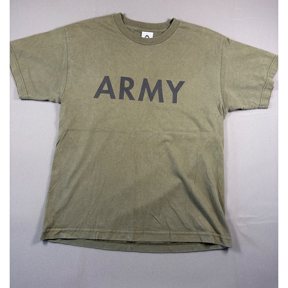 Alstyle Apparel Army Graphic T-Shirt Youth XL Olive Green Short Sleeve Cotton